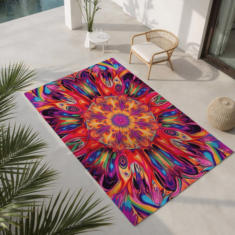 Neon Reverie Indoor And Outdoor Area Rug, Rectangle 5' x 7'