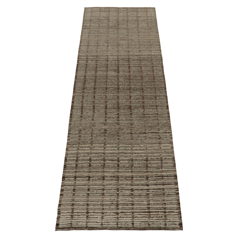 Wool Striped Area Rug in Brown/Gray