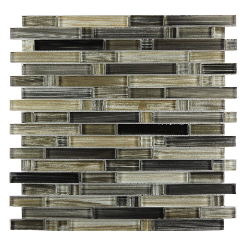 Carreau de mosaïque linéaire pour mur et piscine en verre teinté 12 po x 12 po Handicraft, Mer noire