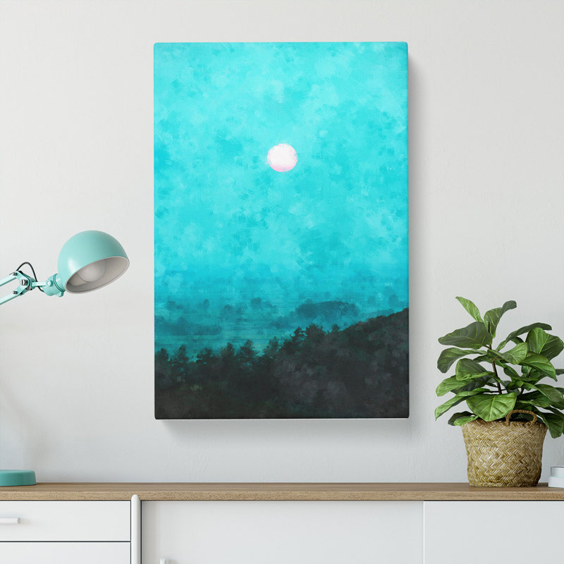 Moon Above Kavala In Greece - Wrapped Canvas, 76cm H x 50cm W x 3cm D