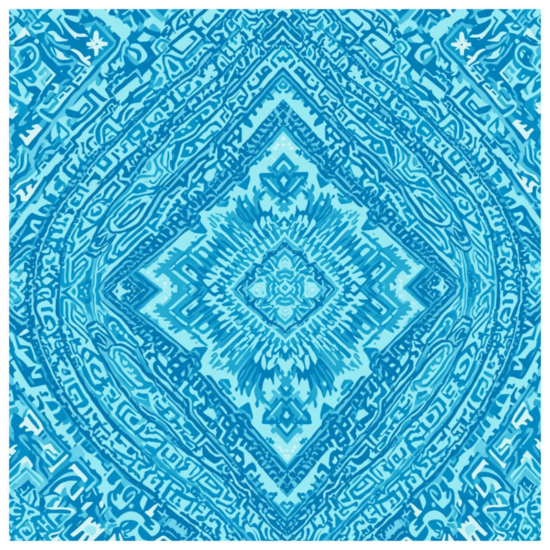 Tapis de bain bleu à motif mandala, L 34 po x L 21 po