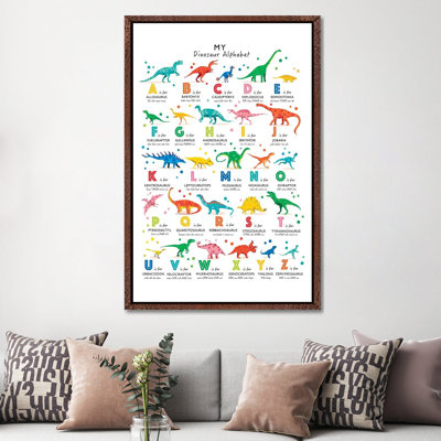 Bright Dinosaur Alphabet - Wrapped Canvas Print