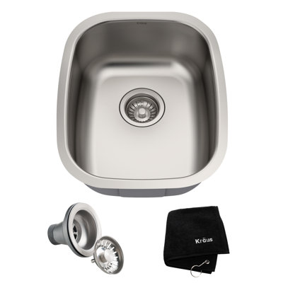 KRAUS Premier 18 Gauge Undermount Single Bowl Stainless Steel Kitchen Bar Sink