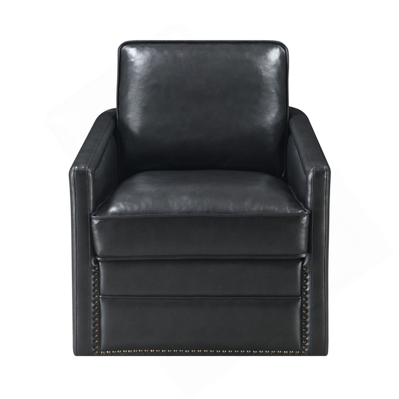 Fauteuil pivotant en cuir noir Rocha