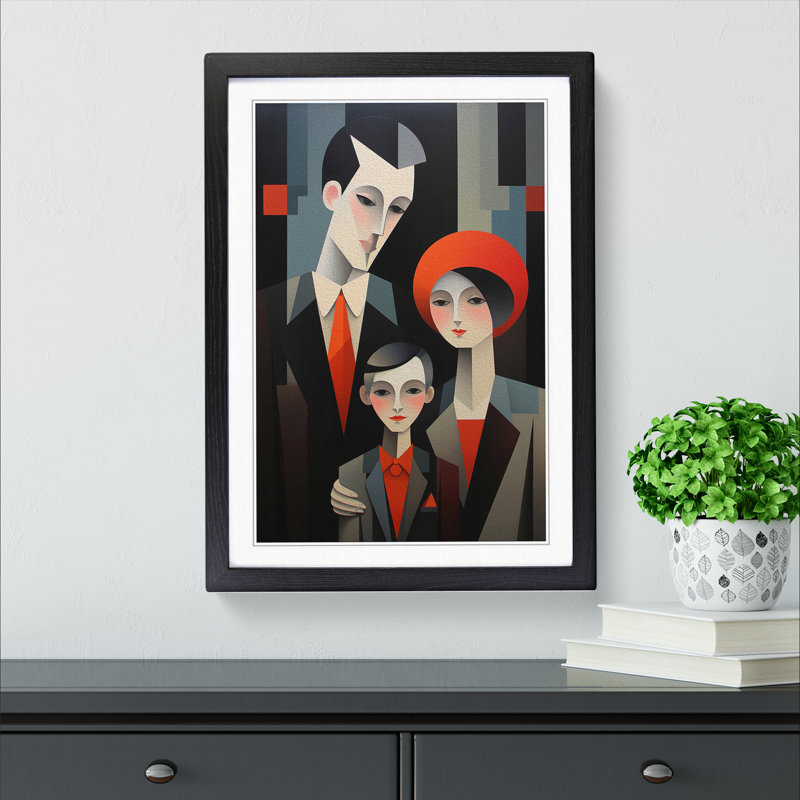 Loving Family Constructivism - Single Picture Frame Print on Wood, Black Framed, 34cm H x 25cm W x 2cm D