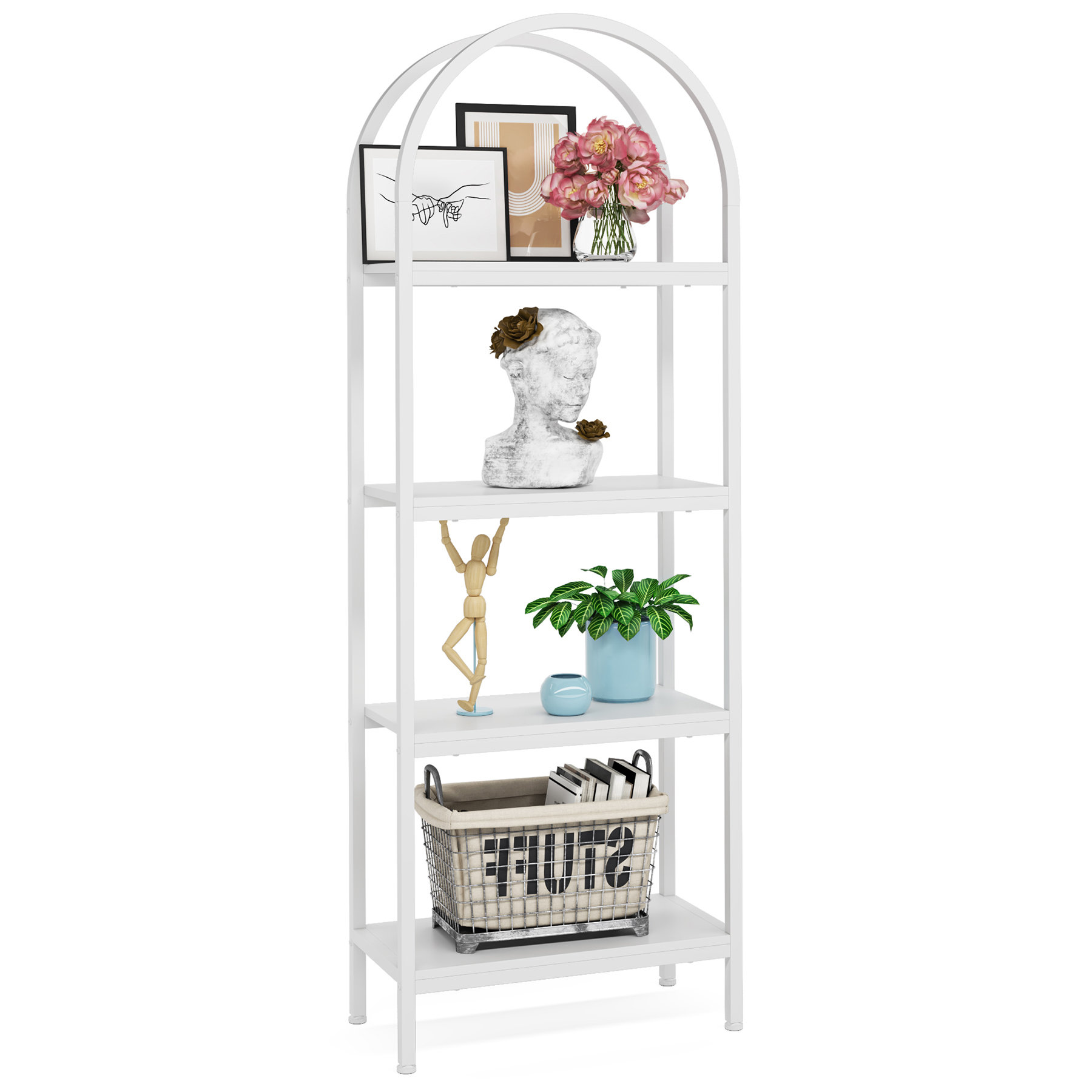 Willa Arlo Interiors Easley Modern Gold Arched Etagere Bookcase