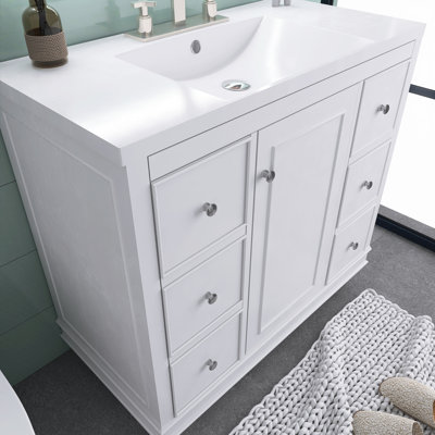 Minnah 36'' Free Standing Single Bathroom Vanity with Resin Top -  Winston Porter, 40A44A4644CB4DABBF50A4F9E1563CDD