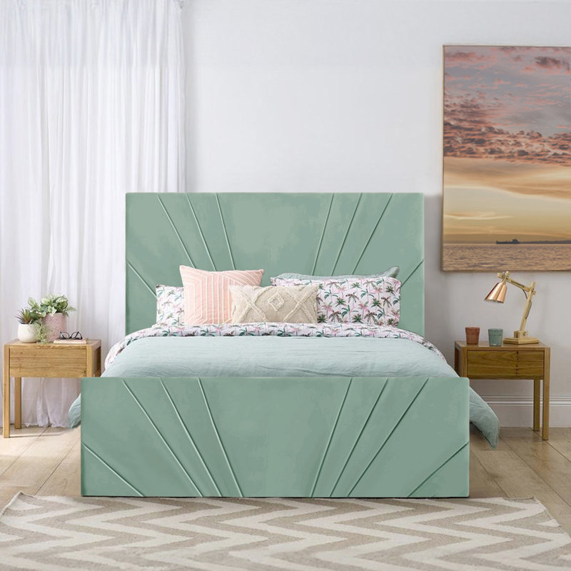 Burgoyne Upholstered Ottoman Storage Bed, UK Double (135 x 190 cm), Duck Egg
