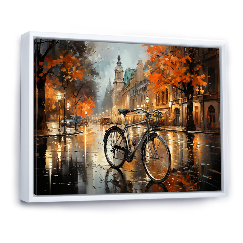 «Vélo Pearl Pursuit» sur toile, Cadre flottant blanc, H 12 po x l 20 po