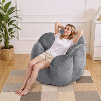 Dutch Velvet Bean Bag Chair With Machine-Washable Cover