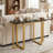 42 Inch Modern Entryway Console Table With Faux Marble Top And Geometric Metal Frame For Hallway Living Room Foyer-1969991212