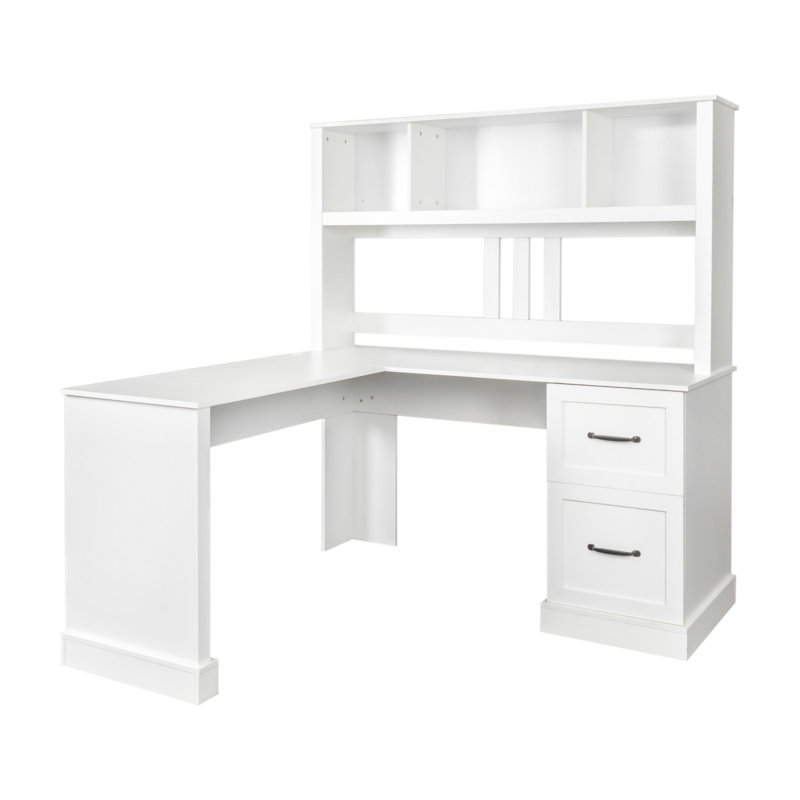 Bureau d'ordinateur à domicile avec huche, Blanc