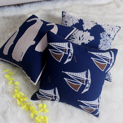 Harmon Embroidered Cotton Throw Pillow Cover