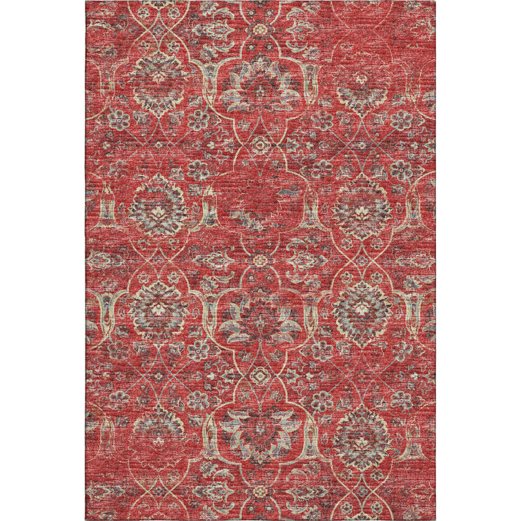 Premium Machine Washable Alliah AMF95 Red Rug