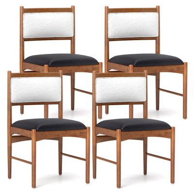 Chaise en bois avec siège rembourré en similicuir et structure en bois d'hévéa