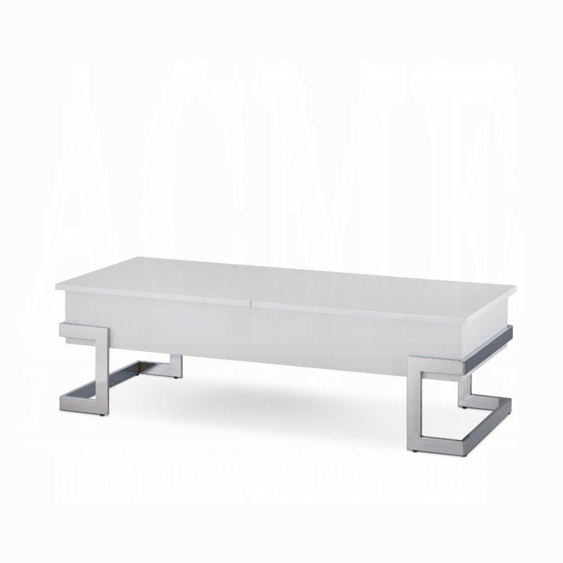 Zac Coffee Table with Lift Top in High Gloss,Cocktail Table,Living Room Table, White
