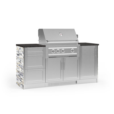 Outdoor Kitchen Signature Series 8 Piece Cabinet Set with 33 in. Propane Gas Platinum Grill -  NewAge Products, 68204