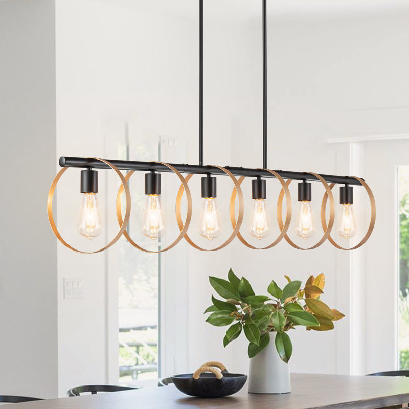 Lustre noir mat à 6 lumières Yisenia