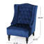 Fauteuil club en velours à haut dossier, fauteuil à oreilles rembourré, bleu marine