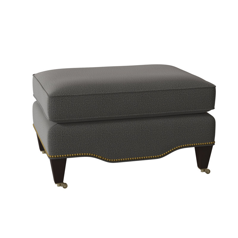 Gideon Ottoman, Stepping Stones Ivory, American Walnut, Antique Brass Small