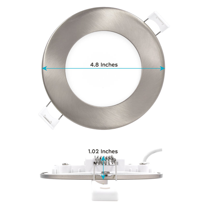 4'' Brushed Nickel LED Canless Recessed Lighting Kit with Adjustable Color Temperature