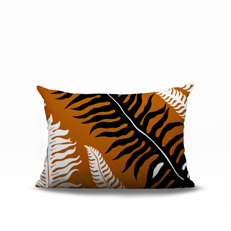 Oreiller rectangulaire réversible intérieur / extérieur Glo Wild Ferns, Orange, Rectangle H 14 po x l 20 po