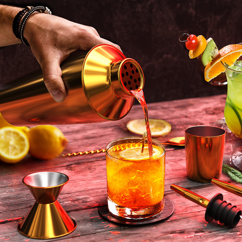 Gold Stainless Steel Cocktail Shaker Set with Bar Tools