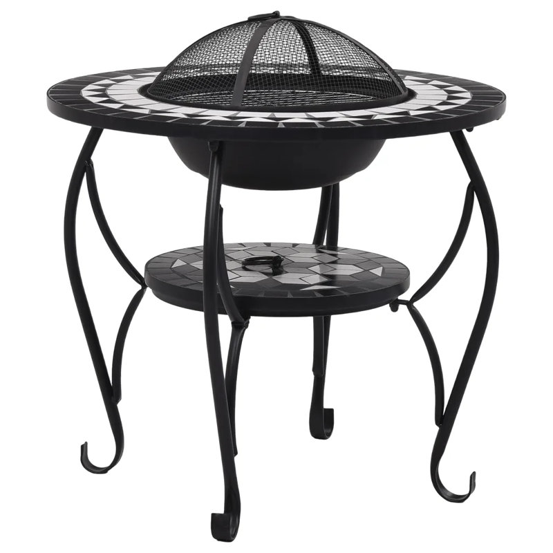 Esmeyer Mosaic Fire Pit Table 68 cm Ceramic, Black/White