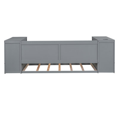 Twin Size Daybed With Storage Arms, Trundle And Charging Station,