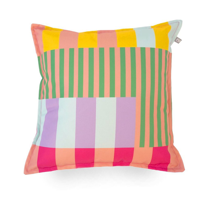 rucomfy Beanbags Indoor/Outdoor Block Print Cushion with Fibre Filling - Accessories for Home and Garden, Decor Scatter Pillow - Pre Filled, Water Resistant