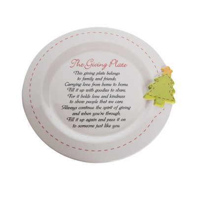 Ceramic Giving Plate with Tree Design - Multicolor Dining and Dinner Plates for Christmas - Perfect Indoor Tabletop Decoration and Thoughtful Gift for Hostess and Special Occasions