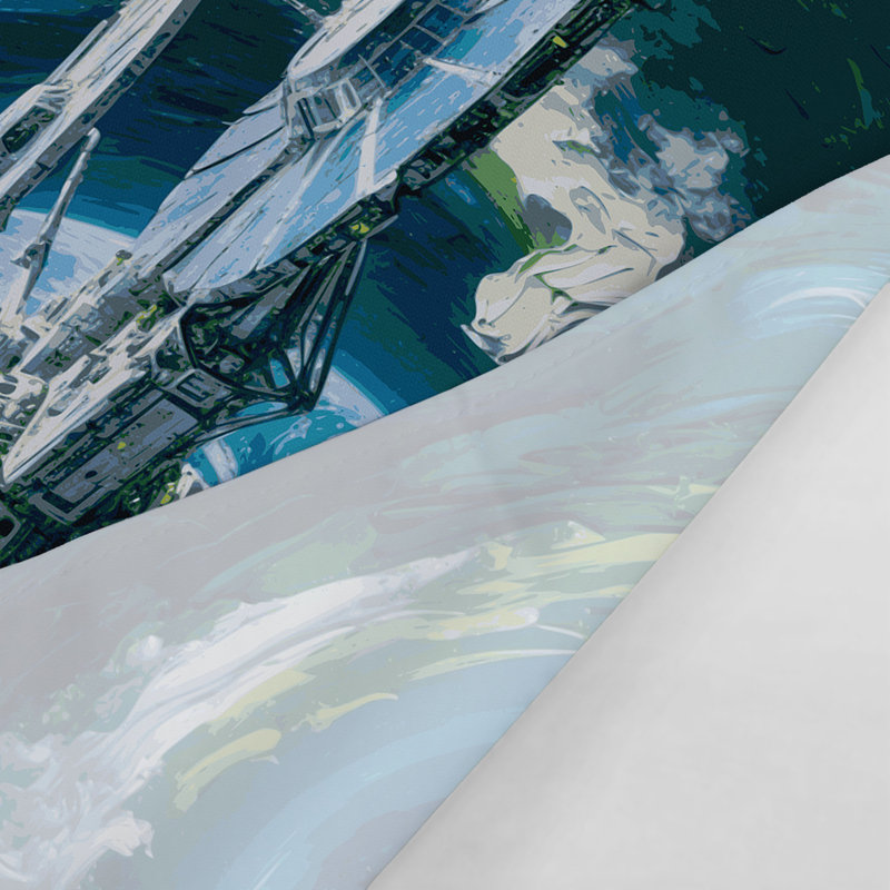 Tapisserie murale Sci Fi Space Station, 68 po x 80 po