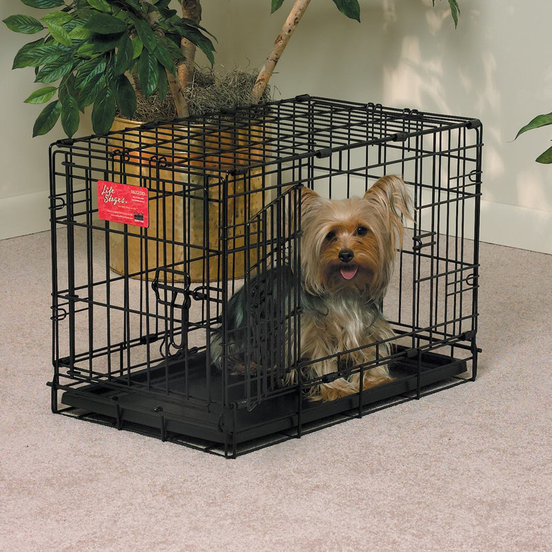 Extra Small Black Metal Double Door Dog Crate
