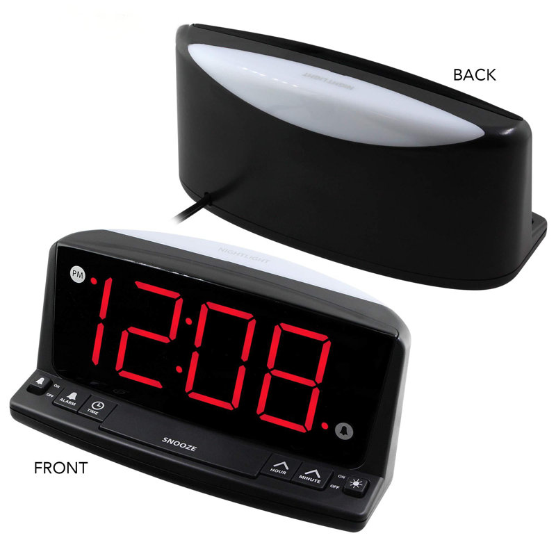 Digital Alarm Clock - Easy To Use - Large, Easy To See Numbers, Built-In Night Light, Bright Big Red Numbers