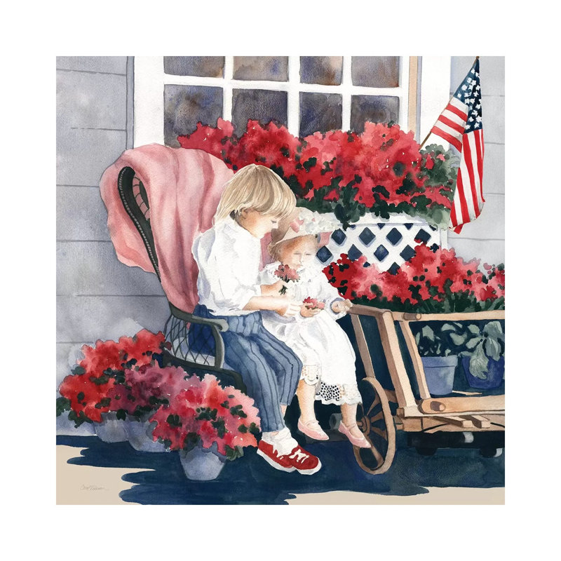 « 4th of July parade » par Carol Robinson, reproduction d’art, Pas de tapis, Toile tendue, H 12 po x l 12 po x P 1,5 po