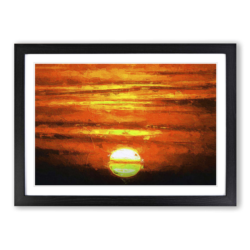 Orange Sunset - Picture Frame Painting Print, Black Framed, 36cm H x 48cm W x 2cm D