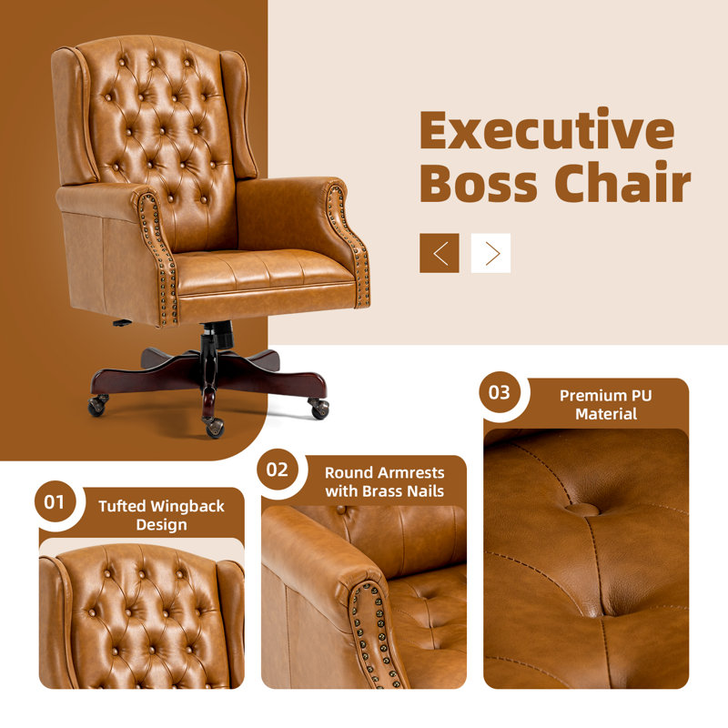Byrant Executive Chair with Headrest, Brown