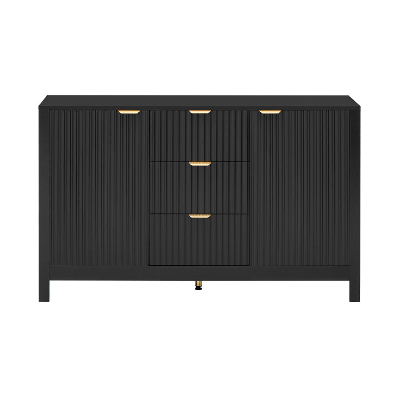 Console de rangement avec tablettes réglables, Noir