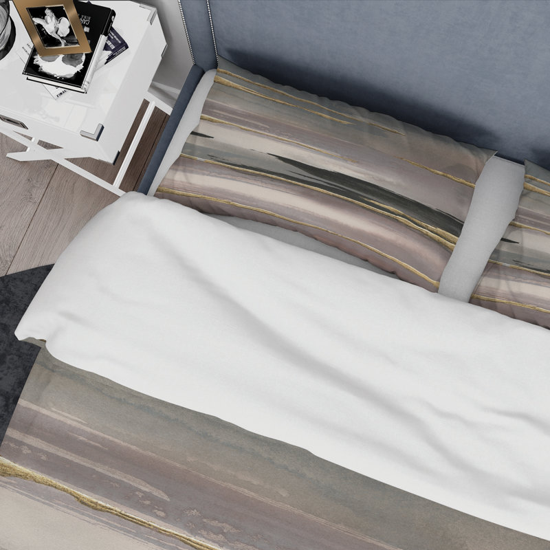 Glamour Morning Fog II - ensemble de housse de couette Modern Glam - microfibre de polyester