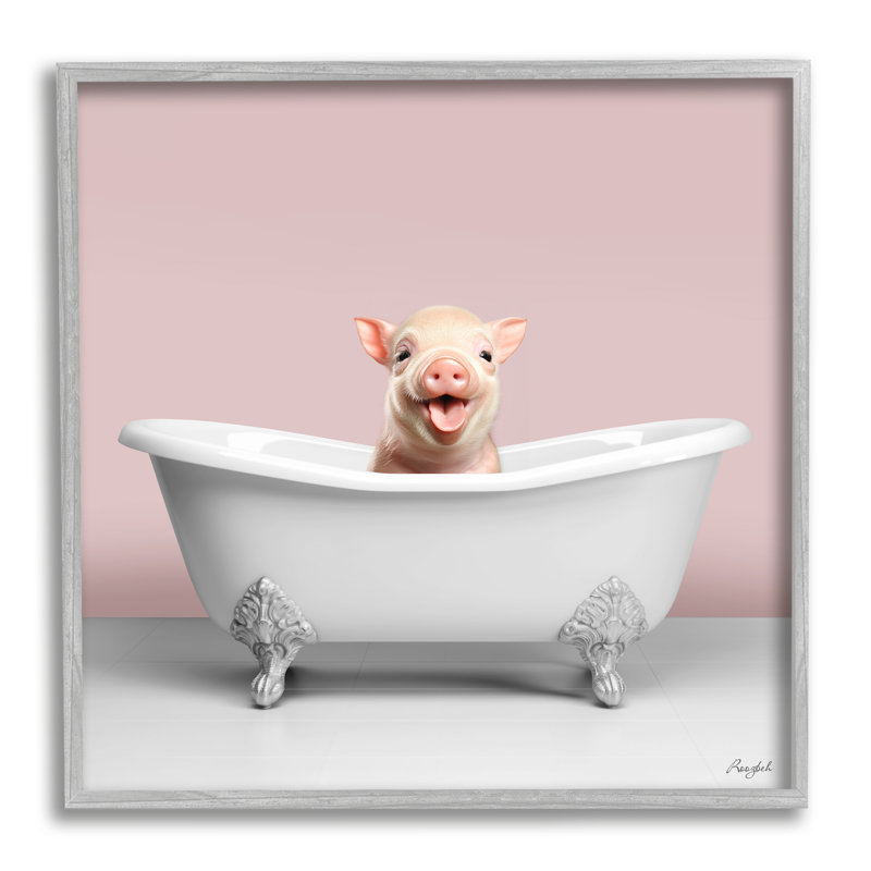 «Pastel Piglet in Bathaign» par Roozbeh, reproduction de photo sur toile, Estampe numérique Farmhouse, H 12 po x l 12 po
