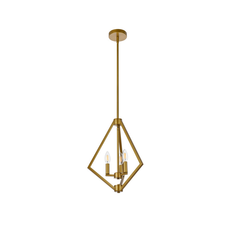 Luminaire suspendu géométrique 3 lumières Durgin, Laiton