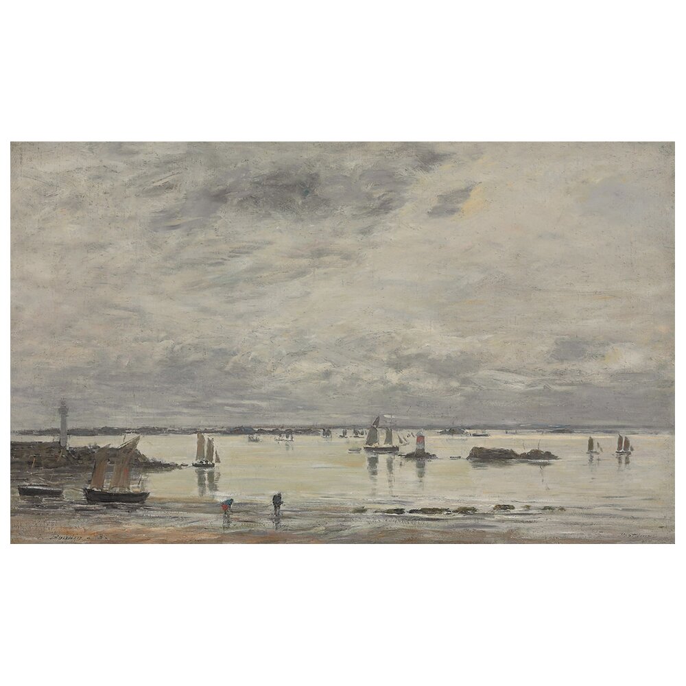 Gerahmtes Leinwandbild Portrieux, Le Port Marée Basse von Eugène Boudin