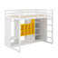 Lit mezzanine simple en bois avec garde-robe, tablettes et armoire-656811552