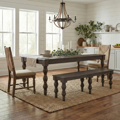 Braydan 84" Solid Wood Dining Table with Hand Turned legs
