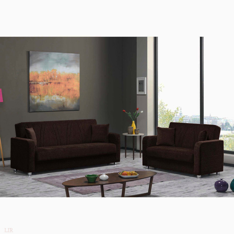 Causeuse convertible avec rangement PrimeNest Gravita Collection, Marron foncé