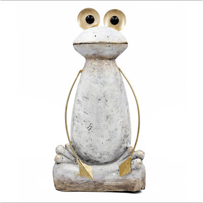 Figurine de grenouille abstraite en magnésium avec bras et yeux dorés