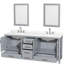 Sheffield 80" Freestanding Double Bathroom Vanity with Quartz Top with 24" Mirrors-341599506-341629864