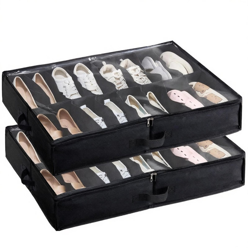 Rangement à chaussures pliable en PVC non tissé, 1 pièce, 32 compartiments, à glisser sous le lit.