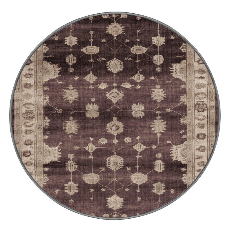 Tapis gris lavable à la machine, Rond 4 pi