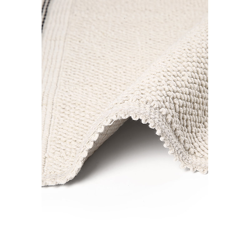 Porto Boho Style Soft Absorbent Turkish Cotton Bath Rugs, Ecru, 24" W x 40" L + 20" W x 24" L
